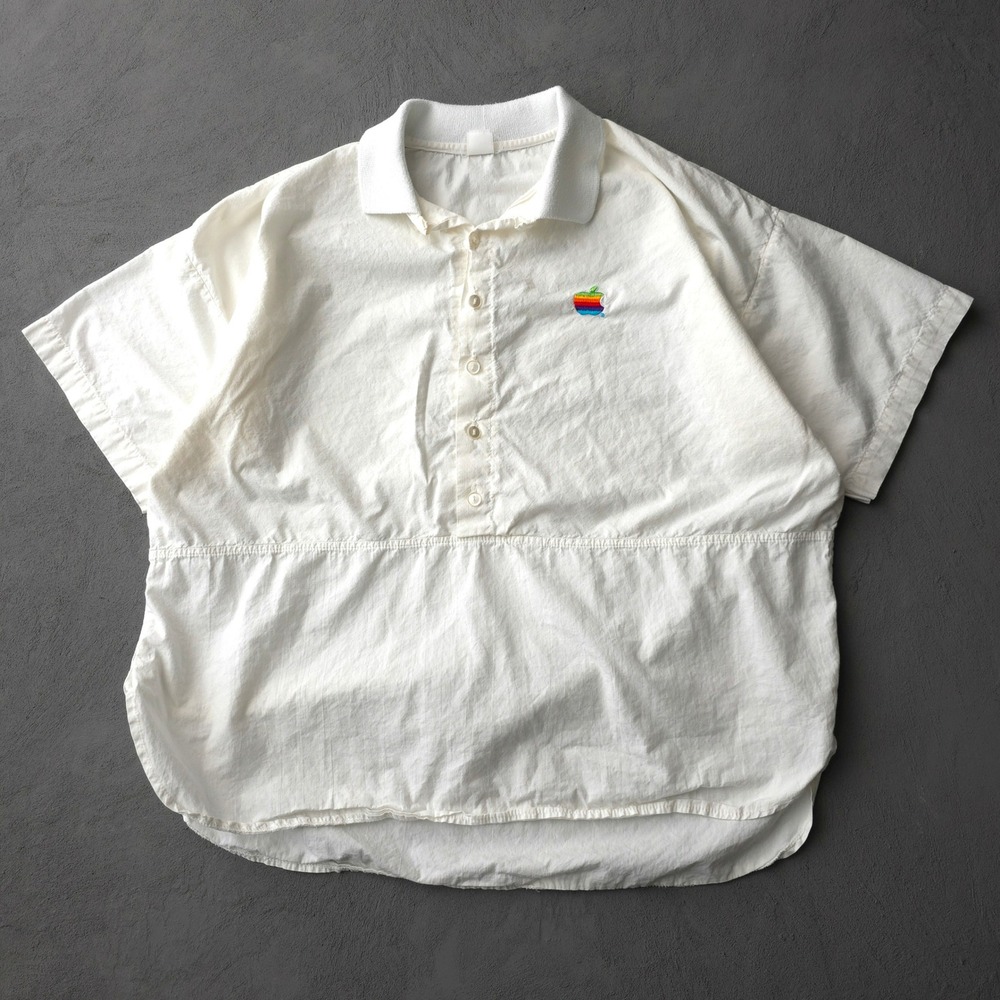 Vintage 80s Apple White Polo Shirt XL Rainbow Logo Made in USA